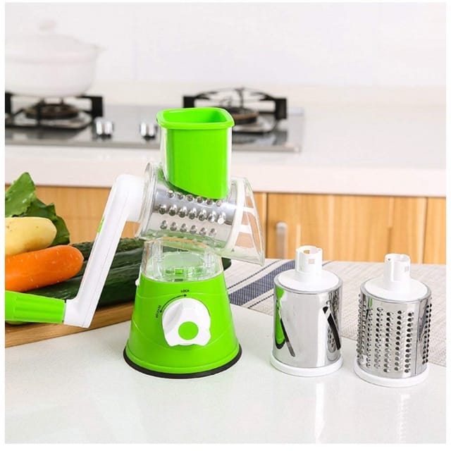 Table Top Drum Multifunctional Roller Vegetable Cutter – Hand Crank Rotary Grater, Potato Slicer & Cheese Shredder