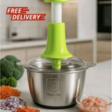 2.0L Premium Meat & Vegetable Push Chopper – 4 Stainless Steel Blades with Stainless Steel Bowl