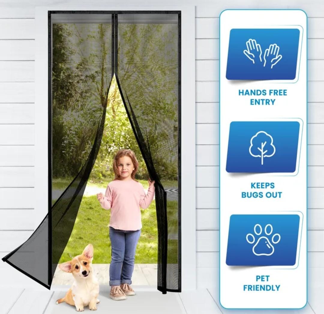 Magic Mesh Magnetic Screen Door – 20×80 Inch Self-Closing Mosquito Net Curtain (2 Pieces) with Box