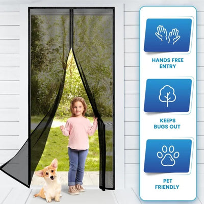 Magic Mesh Magnetic Screen Door – 20×80 Inch Self-Closing Mosquito Net Curtain (2 Pieces) with Box