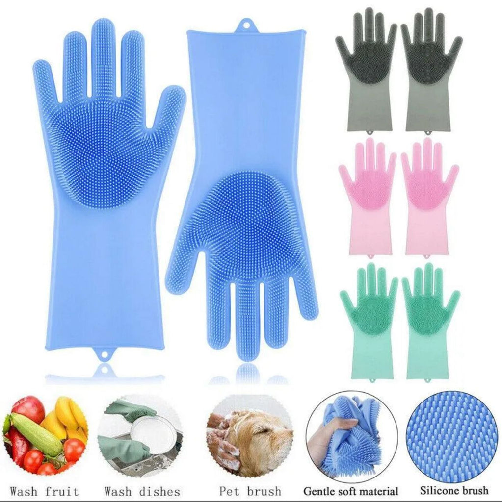 Silicone Washing Gloves – High Quality Reusable Dishwashing & Cleaning Scrubber Gloves for Kitchen & Bathroom