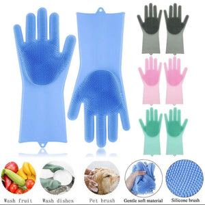 Silicone Washing Gloves – High Quality Reusable Dishwashing & Cleaning Scrubber Gloves for Kitchen & Bathroom