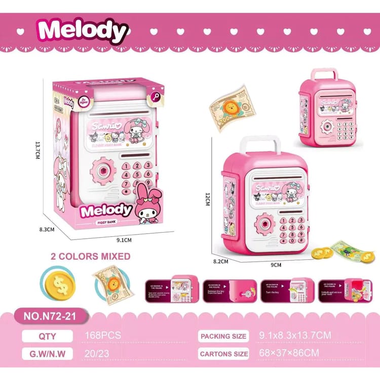 Kids Money Bank with Small Key – Cute Coin Saving Box & Cash Piggy Bank for Children