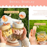 Glass Sipper with Glass Straw – Reusable Borosilicate Drinking Glass for Coffee, Juice, Smoothies & Iced Drinks