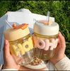 Glass Sipper with Glass Straw – Reusable Borosilicate Drinking Glass for Coffee, Juice, Smoothies & Iced Drinks