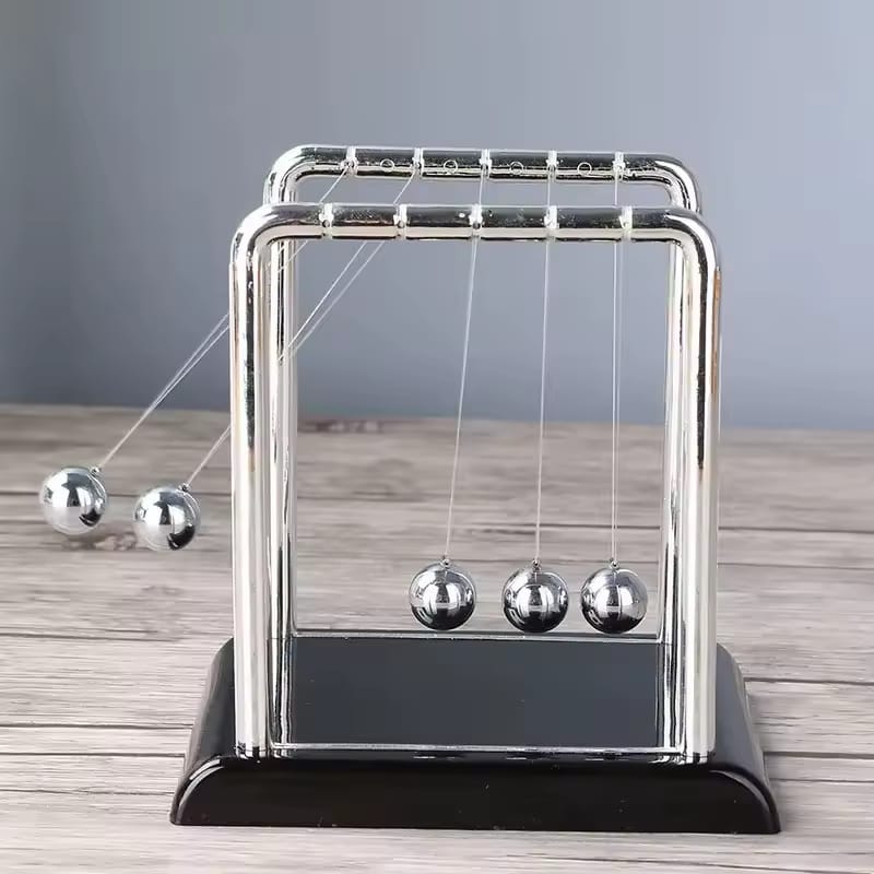 Sealive Newton's Cradle – Large Heavy Duty Steel Balls with Black Base | STEM Educational Desk Toy & Stress Relief Decor
