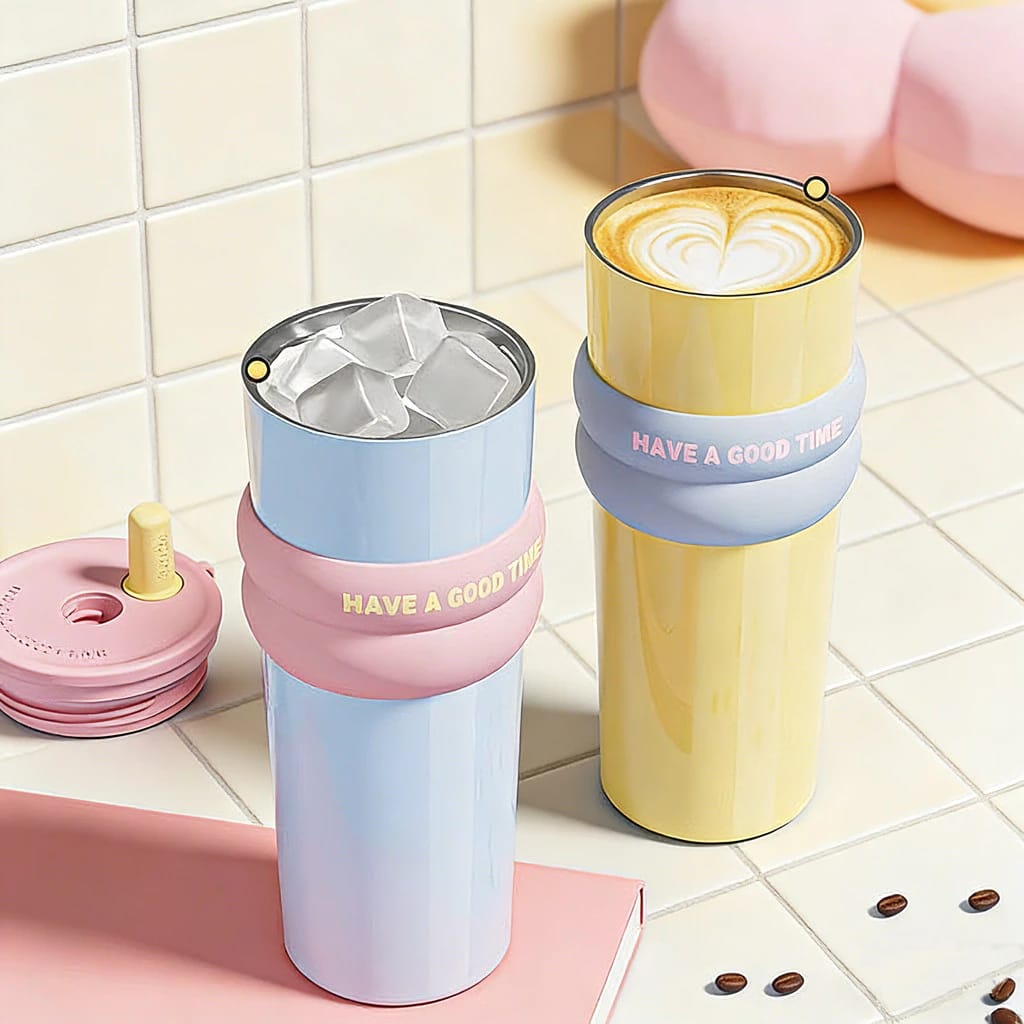 Stainless Steel Vacuum Insulated Bottle with Straw – Leak-Proof Thermos Flask for Hot & Cold Drinks, Travel & Sports