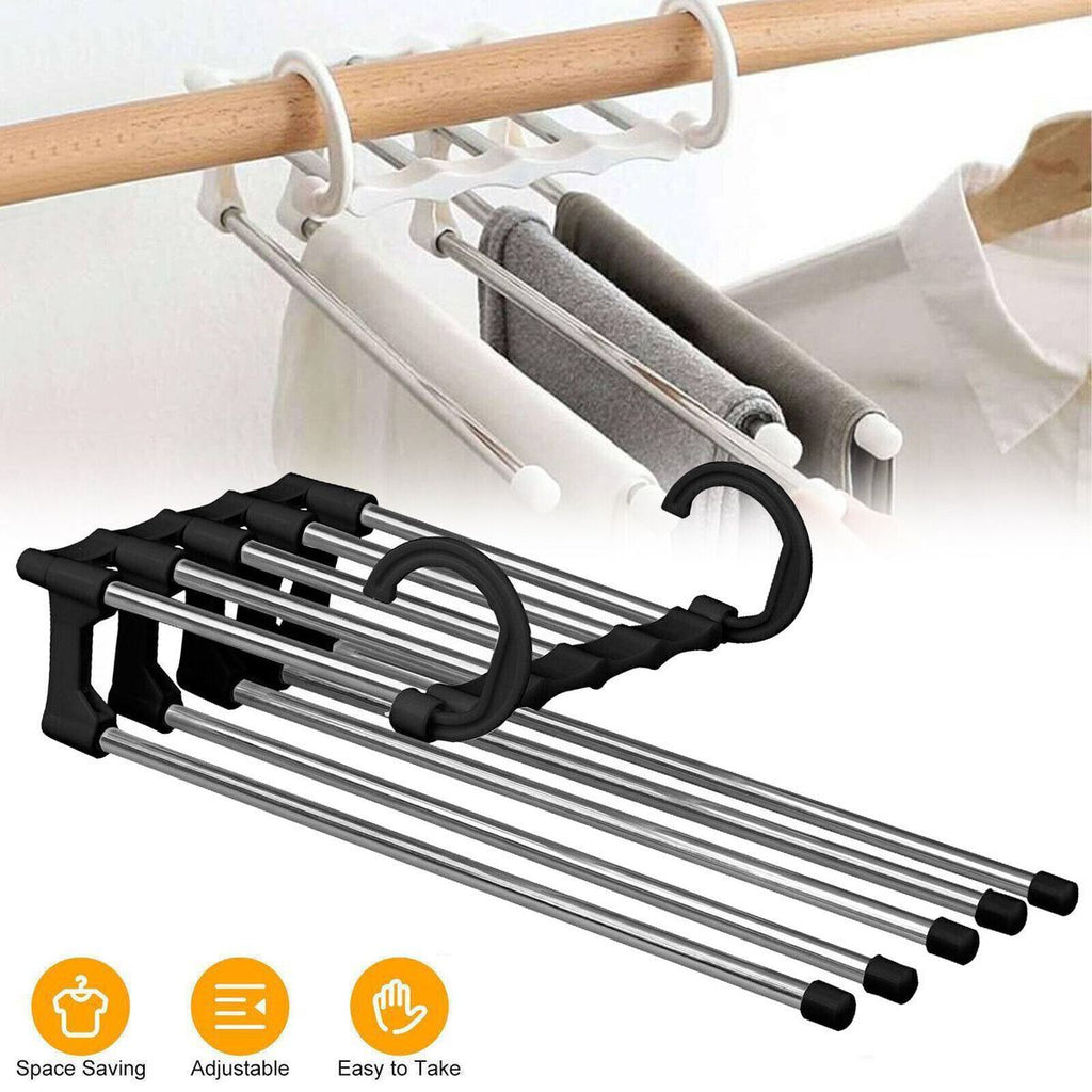 5-in-1 Rotating Foldable Stainless Steel Clothes Hanger – Space Saving Wardrobe Organizer (Box Packed, Original China A Quality)