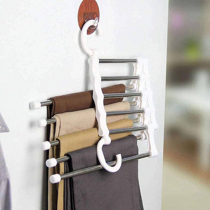 5-in-1 Rotating Foldable Stainless Steel Clothes Hanger – Space Saving Wardrobe Organizer (Box Packed, Original China A Quality)