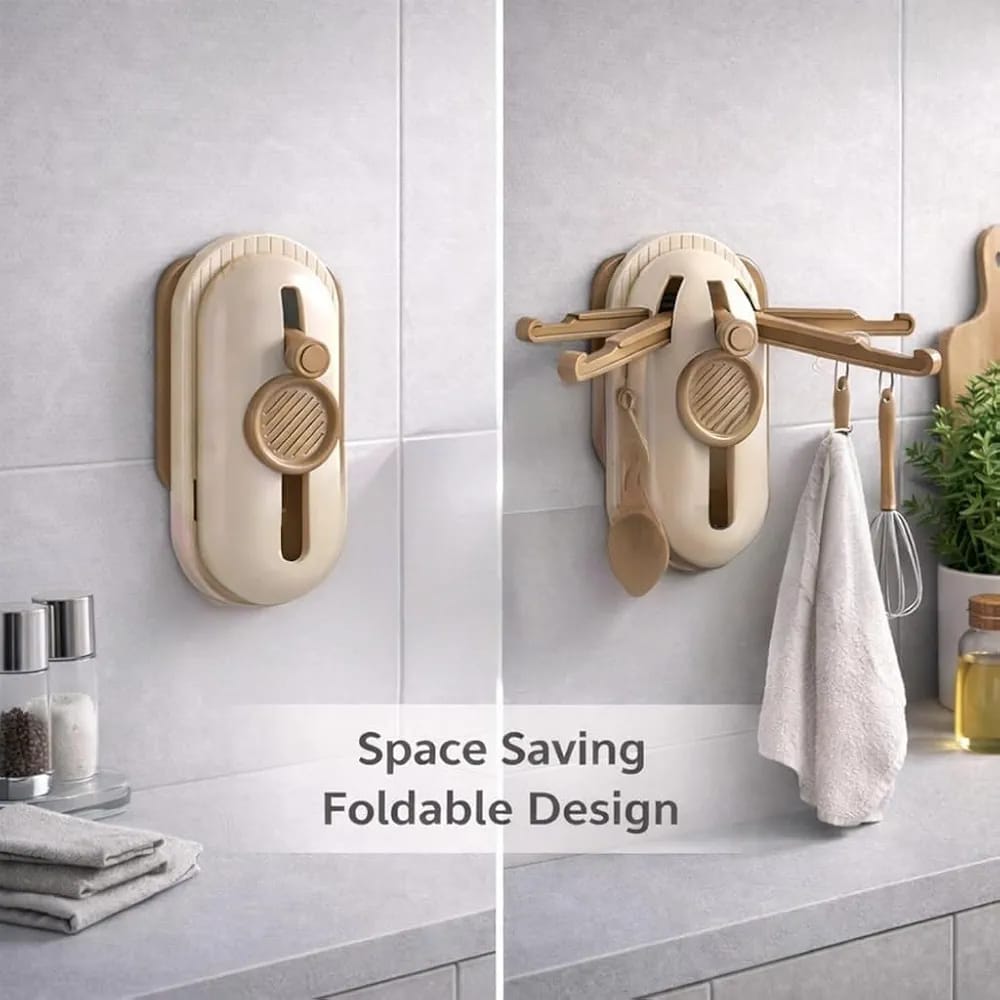 Space Saving 5-Claw Retractable Wall Hook – Drill-Free Adhesive Kitchen Utensil & Home Storage Hanger