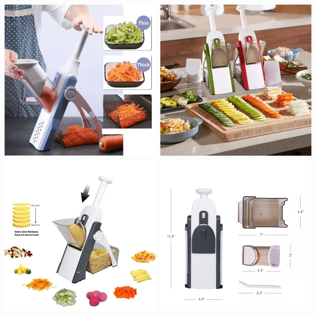 Adjustable Mandoline Slicer – Multi-Function Vegetable & Fruit Cutter with Adjustable Thickness, Julienne & Slicing Blades
