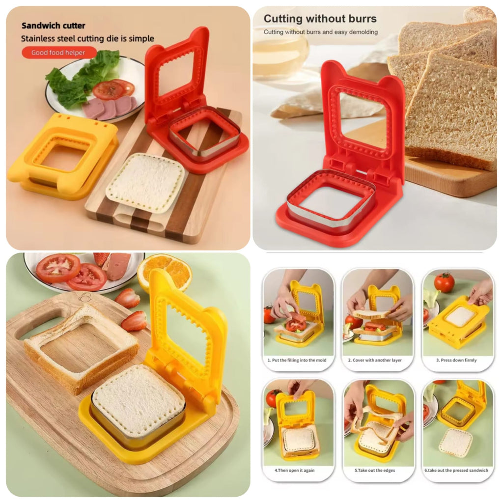Square Sandwich Cutter – DIY Bread Sandwich Cutter & Sealer for Kids Lunch Box, Toast & Snacks