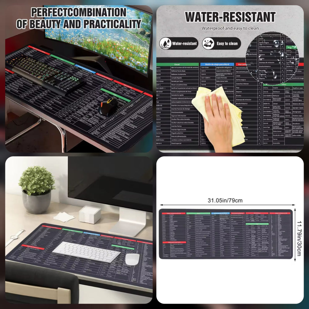 Shortcut Mouse Pad – Keyboard Shortcut Desk Mat for Windows, Office, Study & Gaming