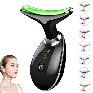 Digital Face & Neck Massager – 7 Color LED Light Therapy Skin Care Device for Facial Lifting & Neck Care