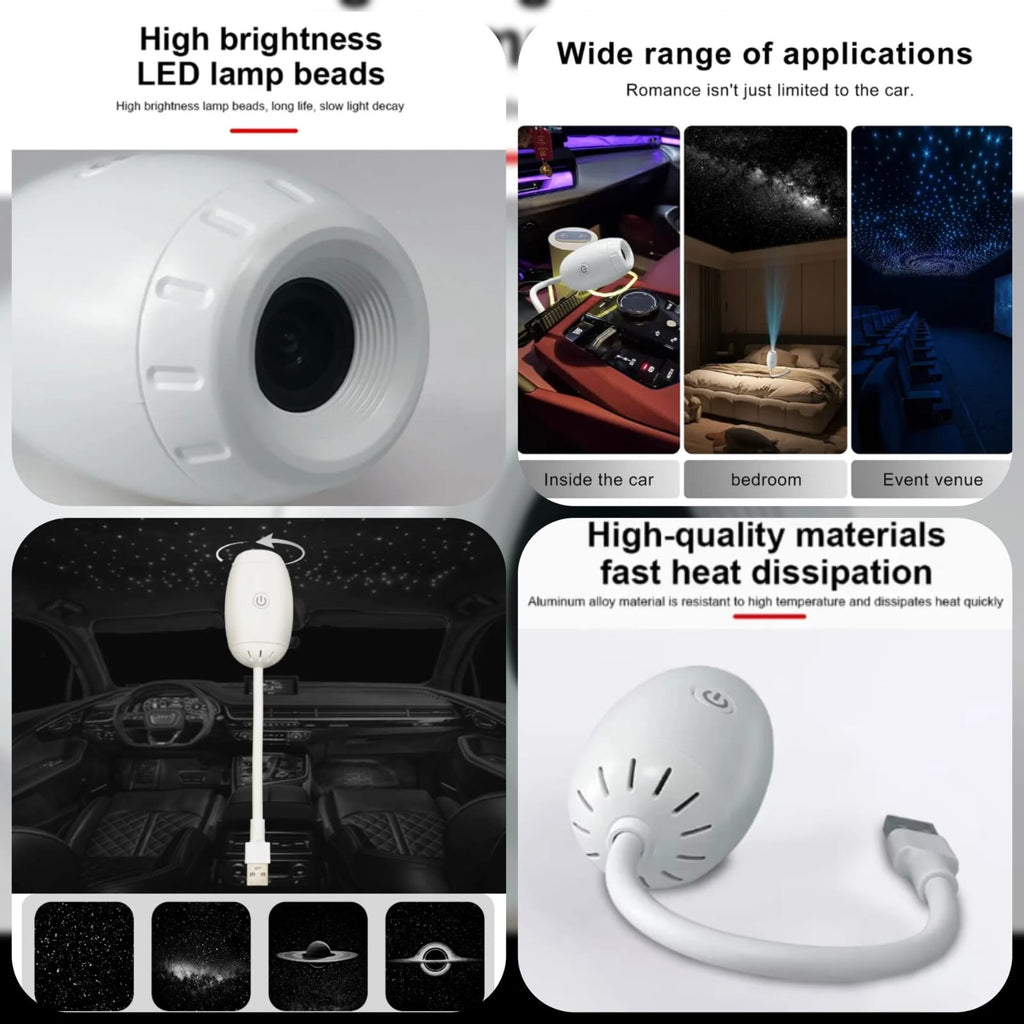 USB Galaxy Projector – LED Starry Sky & Nebula Night Light for Bedroom, Car, Gaming Room & Home Decor