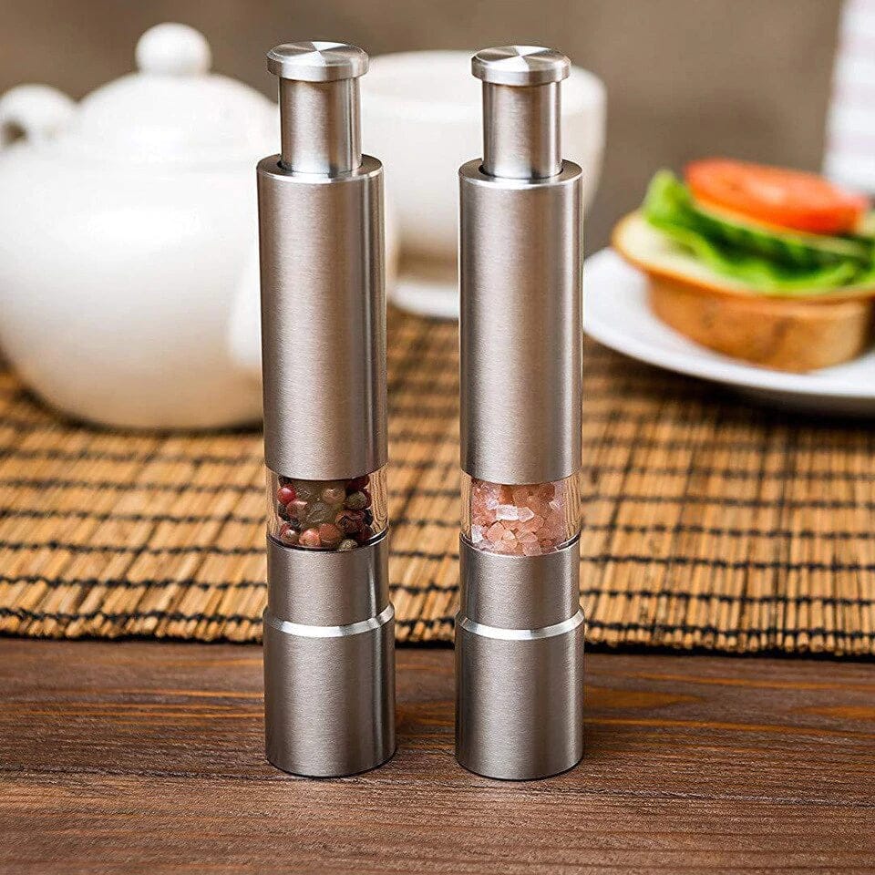 Stainless Steel One-Hand Salt & Pepper Grinder – Masala Hammer Spice Grinder for Black Pepper, Salt & Seasonings