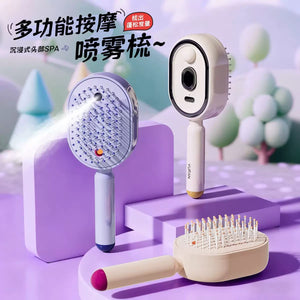 Electric Spray Air Cushion Comb for Women – Rechargeable Mist Hair Brush with Vibration & Red Light