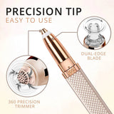 2-in-1 Flawless Facial Hair Remover & Eyebrow Trimmer | USB Rechargeable, Painless & Portable | White