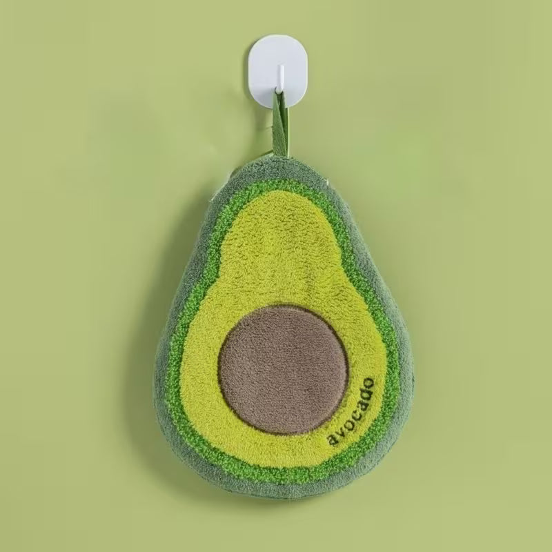 Cute Fruit Absorbent Kitchen Fleece Hanging Towel – Soft Quick-Dry Hand & Dish Towel with Hanging Loop