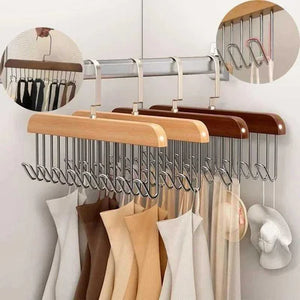 8 Hooks Wooden Wall Hanger – Multi-Purpose Coat Rack for Clothes, Keys, Bags & Towels