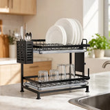 2-Tier Stainless Steel Dish Drying Rack – Premium Kitchen Dish Organizer with Drain Tray (Box Packing)