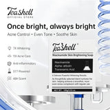 TeaShell Niacinamide Skin Brightening Soap | Face & Body Brightening Bar with Niacinamide, Alpha Arbutin & Tranexamic Acid | Deep Cleansing Formula | For Men & Women | 100g